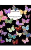 Composition Book 100 Sheets/200 Pages/7.44 X 9.69 In. College Ruled/ Colorful Butterflies: Writing Notebook Lined Page Book Soft Cover Plain Journal Bugs Moth Caterpillar