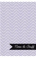 Notes & Stuff - Lined Notebook with Thistle Purple Chevron Pattern Cover