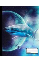 Killer Sharks in Outer Space Composition Notebook Wide Ruled 200 pages / 100 sheets, 8-1/2" x 11"
