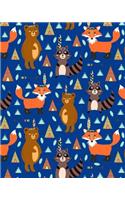 Bullet Journal Notebook Cute Tribal Raccoons, Foxes, and Bears Pattern 4: 172 Numbered Pages with 160 Graph Style Grid Pages, 6 Index Pages and 2 Key Pages in Large 8 X 10 Size for Journaling, Writing, Planning or Doodling