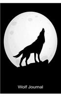 Wolf Journal: Wolf Howling at Moon Composition Notebook - Blank Lined Journal 120 Pages