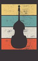 Bass Notebook: Double Acustic Bass Player Retro Vintage Music Teacher Gift 6x9 Dot Grid Dotted 120 Pages for School College