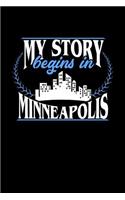 My Story Begins in Minneapolis: 6x9 inches dot grid notebook, 120 Pages, Composition Book and Journal, perfect gift idea for everyone born in Minneapolis