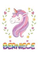 Berniece: Berniece Notebook Journal 6x9 Personalized Gift For Berniece Unicorn Rainbow Colors Lined Paper