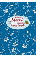Weekly Meal Planner Notebook: 52 Weeks of Food Menu Planning with Grocery Shopping List, Recipe pages Size 6x9 in - White Floral Print