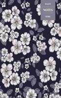 Dot Grid Notes 110 Pages: Vintage Floral Premium Notebook for Professionals and Students, Teachers and Writers - Navy Blue White Blossoms Pattern