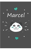 Marcel: Ein Personalisiertes Panda Tage-/Notizbuch Mit Dem Namen Marcel Und Ganzen 100 Linierten Seiten Im Tollen 6x9 Zoll Format (Ca. Din A5). Optimal ALS 