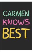 Carmen Knows Best: Lined Journal, 120 Pages, 6 x 9, Carmen Personalized Name Notebook Gift Idea, Black Matte Finish (Carmen Knows Best Journal)