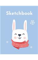 Sketchbook: Cute Kawaii Winter Bunny Drawing Book: 100 Large 8.5" x 11" Blank White Pages