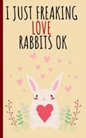I Just Freaking Love Rabbits Ok: Cute And Funny Bunny Notebook Journal Great Birthday Gift Idea For Bunny Lovers 6x9