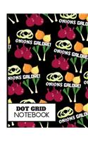 (dot Grid Notebook): Striking Onion Black Pattern Novelty Gift: Onion Dot Grid Notebook for Kitchen, Men, Women, Teens