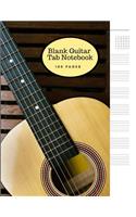 Blank Guitar Tab Notebook: Large Sheet Music Staff Paper for Writingr Melodies, Riffs, Chords and Songs - Matte Cover with an Acoustic Guitar