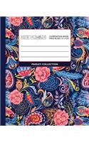 Wide Ruled Composition Book - Paisley Collection: Colorful Blue Paisley Collection Makes This Student or Teacher Blank Journal a Beautiful Addition to Home School or Office!