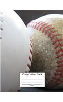 Composition Book 200 Sheets/400 Pages/8.5 X 11 In. College Ruled/ Two Baseballs