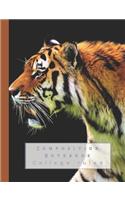 Composition Notebook: Composition Book for the Nature and Animal Lover - College Ruled Student Notebook - The Big Cat - Close Up of a Tiger