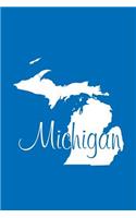 Michigan - Cobalt Blue Lined Notebook with Margins: 101 Pages, Medium Ruled, 6 x 9 Journal, Soft Cover