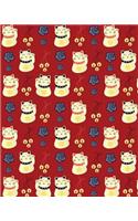Journal Notebook Chinese Waving Cats Pattern 5: 172 Page Blank Journal 8 x 10 Size, Unlined For Journaling, Writing, Planning or Doodling.(43 More Artsy Plain Journals)