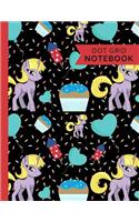 Dot Grid Notebook: Party Unicorn: 120 Page Large Dotted Paperback Notebook - 8.5"x11"(21.6 x 27.9 cm)