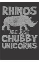 Notebook: Rhino Chubby Unicorns Funny Dot Grid 6x9 120 Pages Journal