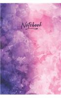 Watercolor Lined Notebook: Medium Ruled 6x9 Journal - Pink & Purple Cover