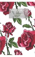 Notizbuch Garten Muster Pattern Pflanzen Blumen Pflanze Flower Blüte Rose Rot Weiss Hobby