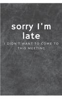 Sorry I'm late- I didn't want to come to this Meeting