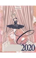 2020 Weekly Planner - Ballerina Princess Monogram Initial Letter 