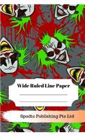 Scary Clown Theme Wide Ruled Line Paper