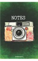 NOTES Notebook Journal: A cool 6x9 college ruled lined gift note book with vintage retro camera design for photographer content creator