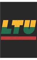 Ltu: Lithuania notebook with lined 120 pages in white. College ruled memo book with the lithuanian flag