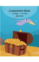 Composition Book: Ocean Treasure Chest Design, Wide Ruled School Notebook, 100 pages, 7.44"x9.69"