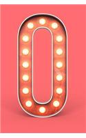 O: Marquee Cinema Neon Light Bulb Sign Monogram Letter O Initial Personalized Living Coral Softcover Note Book Diary - Lined Writing Journal Notebook -