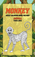 Adult Coloring Book for Men - Animal - Thick Lines - Monkey