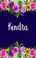 Kendra: Personalized Name Pink Floral Design Matte Soft Cover Notebook Journal to Write In. 120 Blank Lined Pages