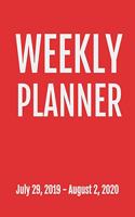 Weekly Planner: July 29, 2019 - August 2, 2020. 53 Pages, Soft Matte Cover, 8.5 x 11