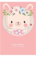 Cute Bunny Lined Journal: 100 Page Lined Journal - 6x9 inch