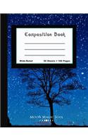 Composition Book: Full Moon Tree Stars Astronomy Night Sky School Composition Notebook Journal Diary Wide-Ruled