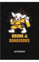 Drunk & Dangerous: Chihuahua Lover NOTEBOOK Grid-lined 6x9 - Dogs Journal A5 Gridded - Dog Owner Planner Kung Fu Chihuahua 120 Pages SQUARED - Dog Sports Diary Drunken