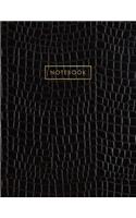 Notebook: Dark Black Alligator Skin Style - Embossed Style Lettering - Softcover - 150 College-ruled Pages - 8.5 x 11 size(Leather Style Collection - Journal, Notebook, Diary, Composi)