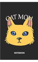 Cat Mom Notebook: Sweet Cat Large 6x9 Classic 110 Dot Grid Pages Notebook for Notes, Lists, Musings, Bullet Journaling, Calligraphy and Hand Lettering or School.