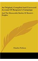 Original, Compiled And Corrected Account Of Burgoyne's Campaign
