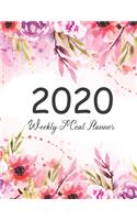 2020 Weekly Meal Planner: Flower Watecolor - 52 Week Food Planner & Grocery list Menu Food Planners Prep Book Eat Records Journal Diary Notebook, 365 Daily Weekly and Monthly