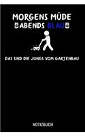 Morgens Müde abends blau das sind die Jungs vom Gartenbau: A5 Monatsplaner 120 Seiten mit Spalten für Monatsziele, Termine, Veranstaltungen, Notizen und Wochenübersicht. Geschenkidee für Gartenbauer.