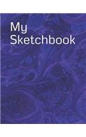 My Sketchbook: Blue Abstract Pattern Themed My Sketchbook 100 Pages 8.5 X 11