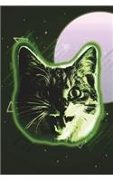 Cat Face Notebook 80s (Vol 4): Cool Neon Rave Kitty Lined Composition Book/Diary/Journal For Students, 6 x 9, 130 Pages, Retro Green Pink Pastel