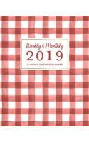 Weekly & Monthly 2019 12-Month Splendid Planner: Classic Preppy Red Gingham Agenda Book