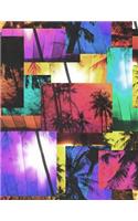 Neon Palm Beach Composition Book: Blank Lined Composition Notebook 75 Sheets / 150 Pages 8.5 x 11 inch.