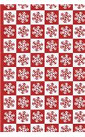 Christmas 9 Red and White Snowflakes in Squares: Wide Ruled Notebook