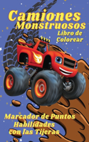 Camiones Monstruosos Libro de Colorear Marcador de Puntos, Habilidades con las Tijeras