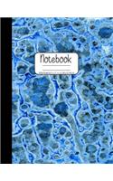 Notebook Wide Ruled 8.5" x 11" in / 21.59 x 27.94 cm: Composition Book, Watercolor Design in Shades of Blues Cover W855